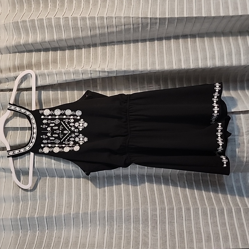 Three Pink Hearts Black Romper with Embroidery